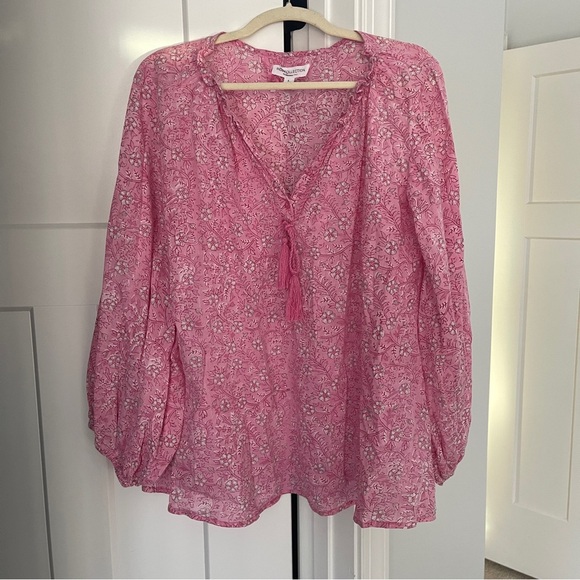 Emerson Fry India Collection BARDOT TOP CROCUS ORGANIC Pink Floral - Picture 2 of 5